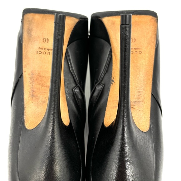 Gucci Black Leather Platform Ankle Boots Booties 252113 - Picture 9 of 13